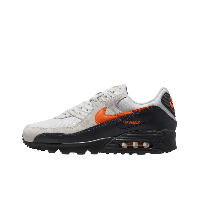 Nike Air Max 90 Anti Slip Wear Resistant Low Top Running Shoes Unisex Gray Black Orange-0