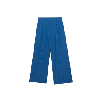 Burberry Topstitched Wide leg Trousers