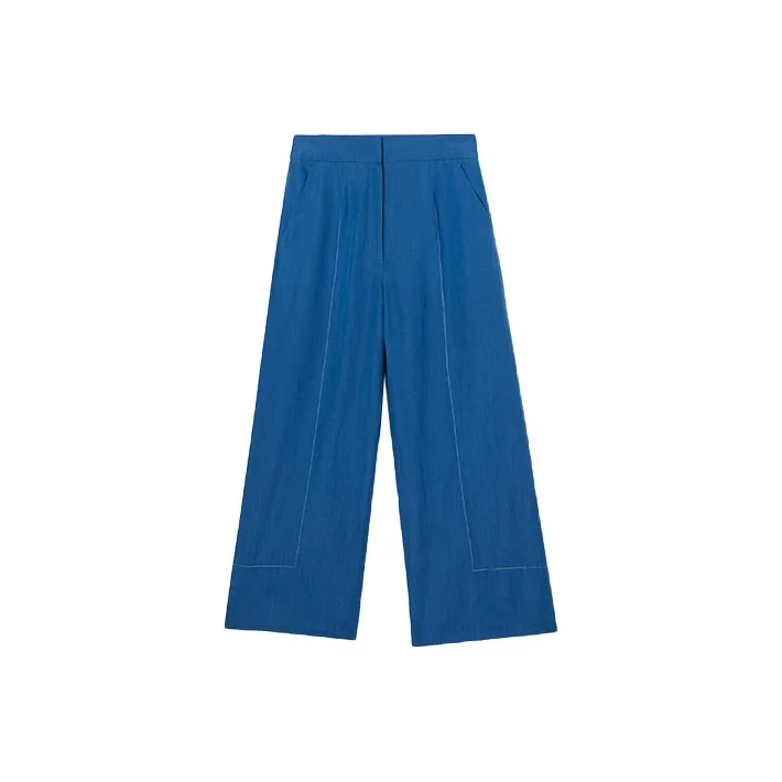Burberry Topstitched Wide leg Trousers-0