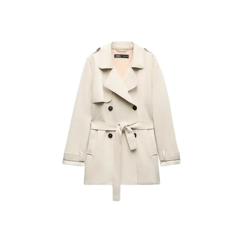 ZARA Trench Coats Women's White-0