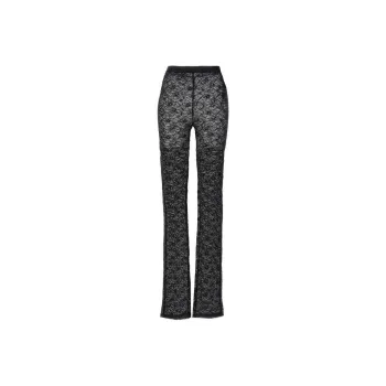 Alessandra Rich High Waist Laced Semi Sheer Leggings
