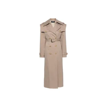 BALMAIN Double Breasted Belted Waist Maxi Trench Coat