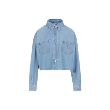 MIU MIU Logo embroidered Denim Jacket
