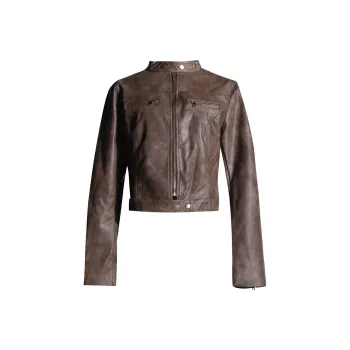 FOREVER 21 Leather Jacket Women's Brown