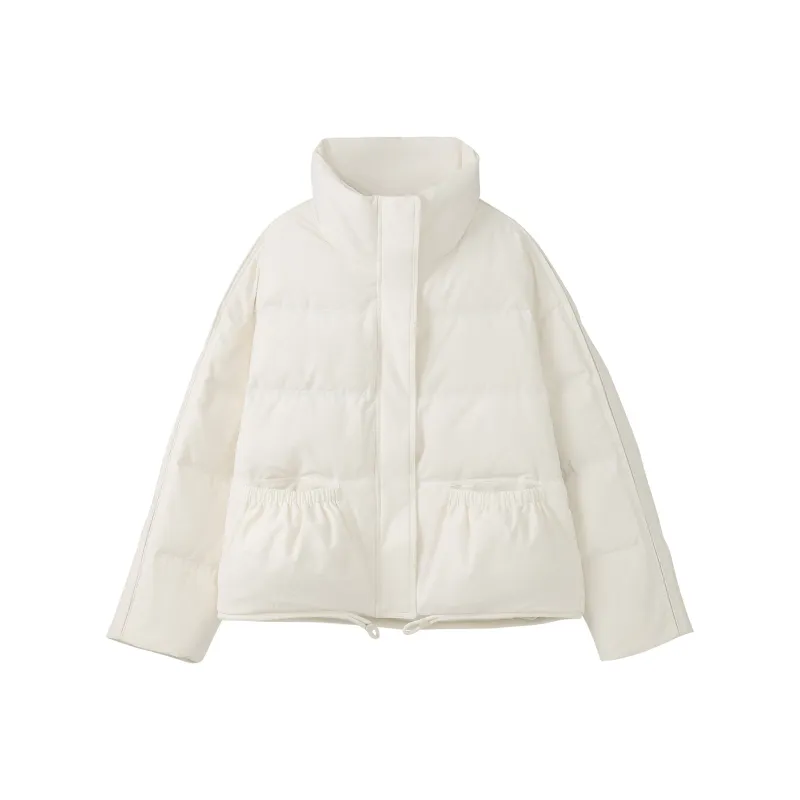 Fstudio Fall And Winter Korean Petite 90 Fill Power White Duck Down Cropped Down Jacket Coat Women's-0