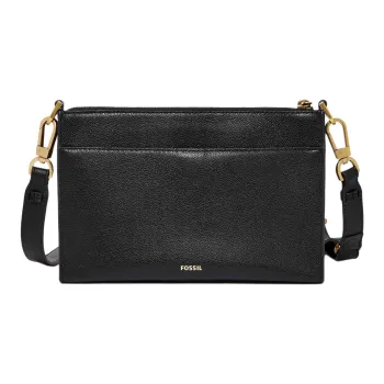 FOSSIL Leather Shoulder Bag, Crossbody Bag Small Size Women's Black