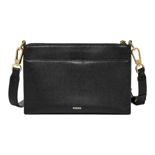 FOSSIL Leather Shoulder Bag, Crossbody Bag Small Size Women's Black