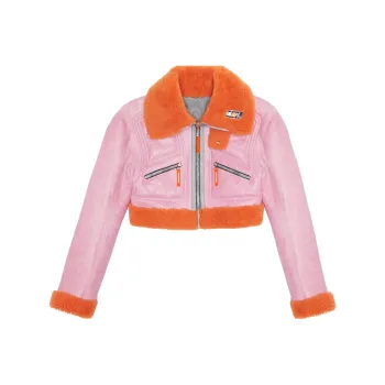 DIESEL Leather Jackets Women's Pink