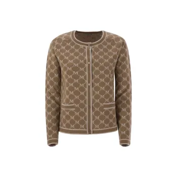 'S MAX MARA All Over Logo Patterned Crewneck Cardigan