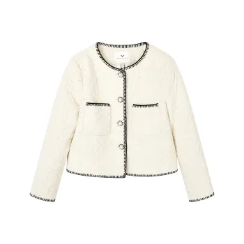 Yu Qianwen Cropped Coats Women's Beige