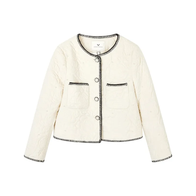 Yu Qianwen Cropped Coats Women's Beige-0