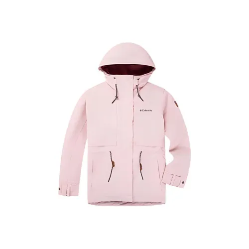 Columbia Outdoor Hiking Waterproof And Windproof To Keep Warm Windbreaker Jacket Women's Light Pink