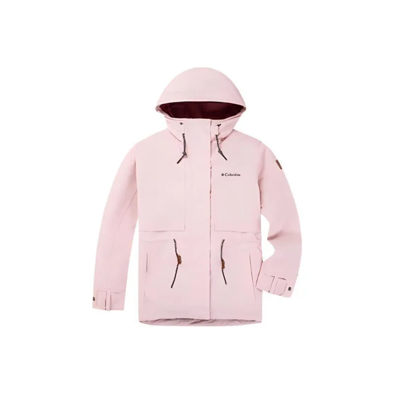 Columbia Outdoor Hiking Waterproof And Windproof To Keep Warm Windbreaker Jacket Women's Light Pink-0