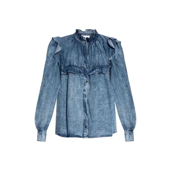 ISABEL MARANT ETOILE Idety Ruffled Denim Shirt
