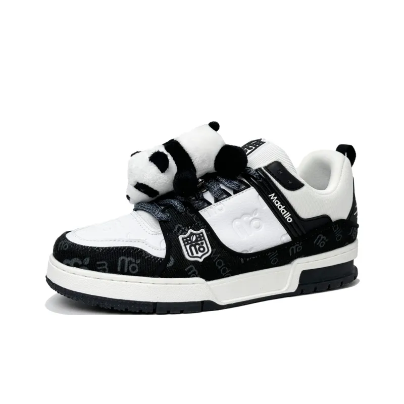 MADALLO Abrasion Resistant Lightweight Breathable Height Increasing Low Top Skateboard Shoes Unisex White Black-1