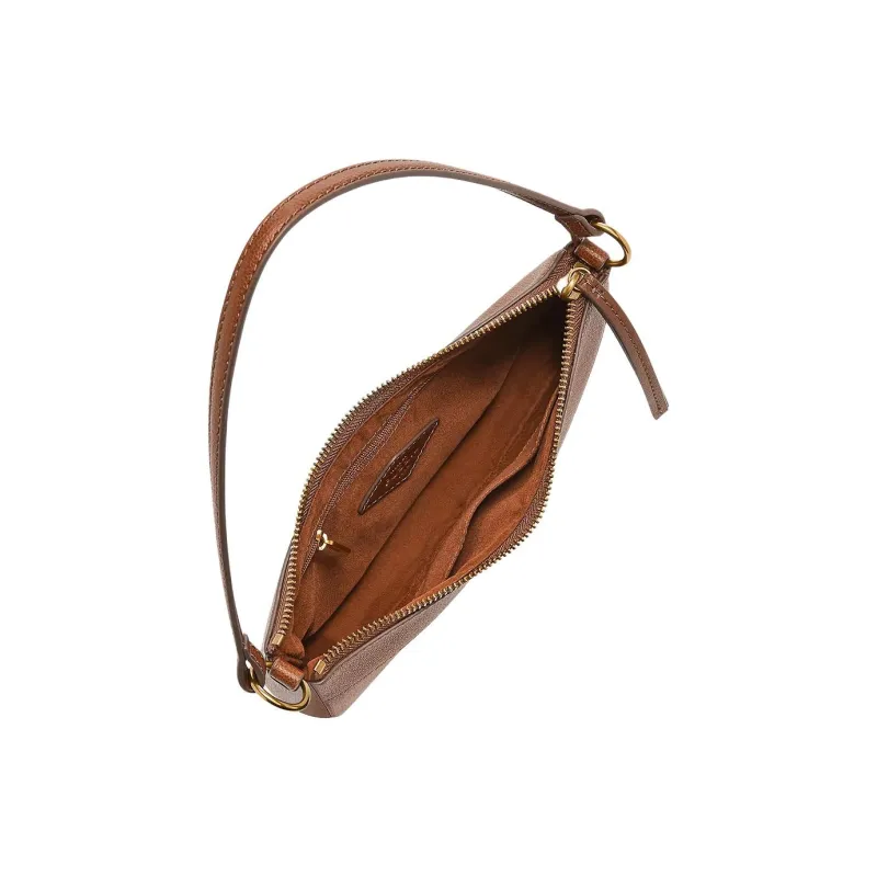 FOSSIL Leather One Shoulder Handbag Small Size Women's Medium Brown-2