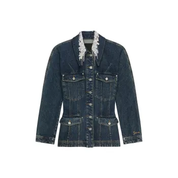 Givenchy Crystals And Pearls Denim Jacket 'Medium Blue'