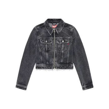 DIESEL De Slimmy Z S Cropped Denim Jacket 'Black'