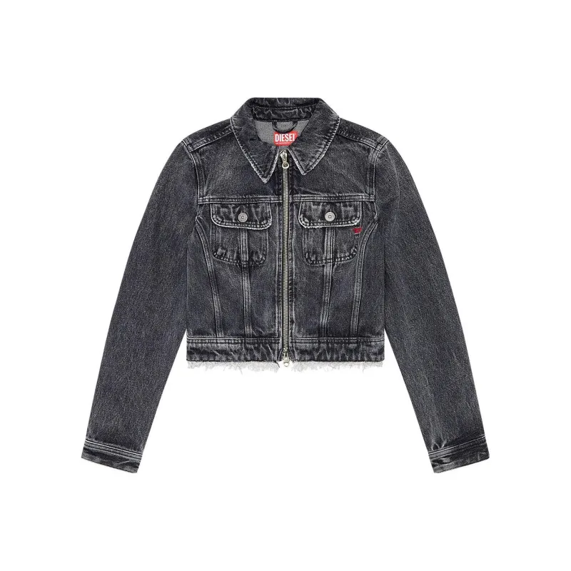 DIESEL De Slimmy Z S Cropped Denim Jacket 'Black'-0