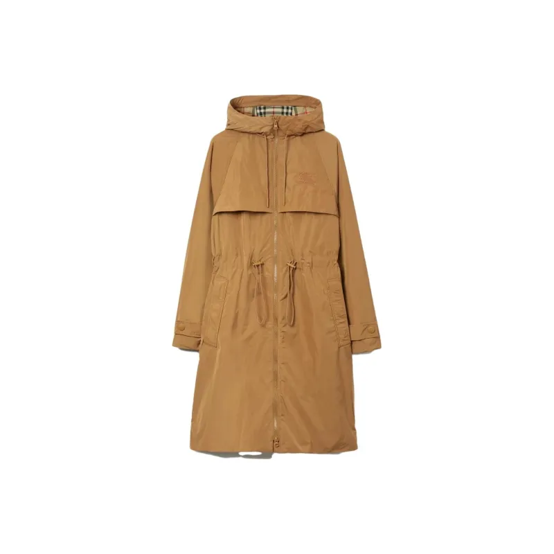 Burberry EKD Zip up Hooded Lightweight Parka In Camel-0