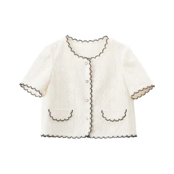 XIANGYING Cropped Coat Women's Beige