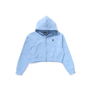 A BATHING APE Solid Camo Jacquard One Point Cropped Zip Hoodie 'Grey'