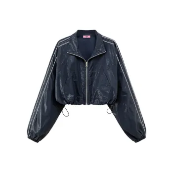 CHUU Cropped Coat Women's Navy Blue