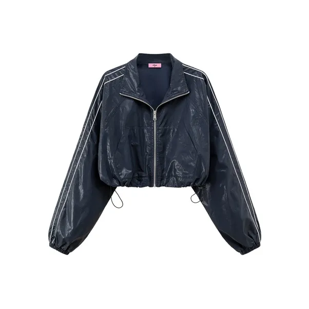 CHUU Cropped Coat Women's Navy Blue-0