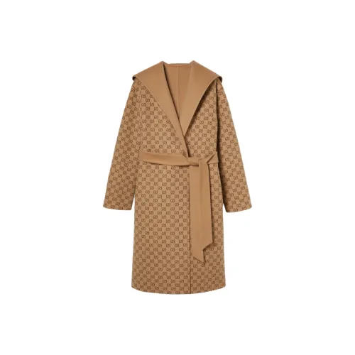 GUCCI Silk Wool Blend Coat 'Camel/Brown'