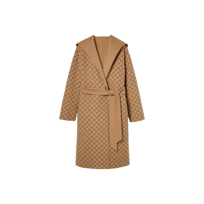GUCCI Silk Wool Blend Coat 'Camel/Brown'-0