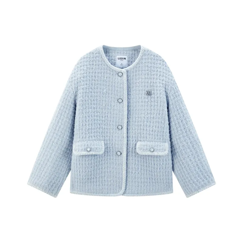 LEDIN Cropped Coats Women's Light Blue-0