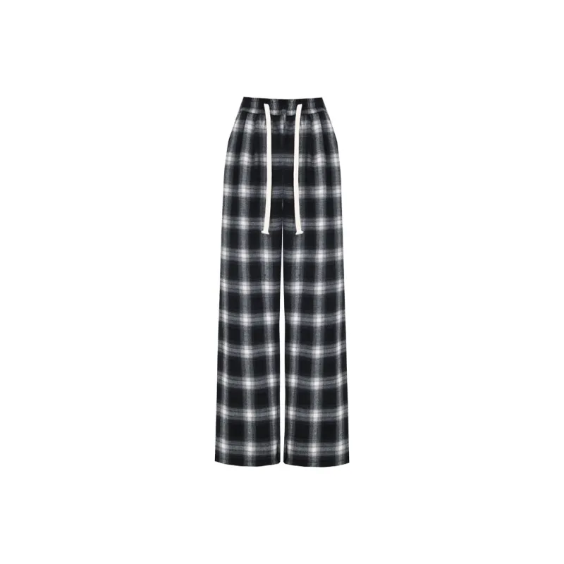 MJB Casual Pants Women's Black White Plaid-0