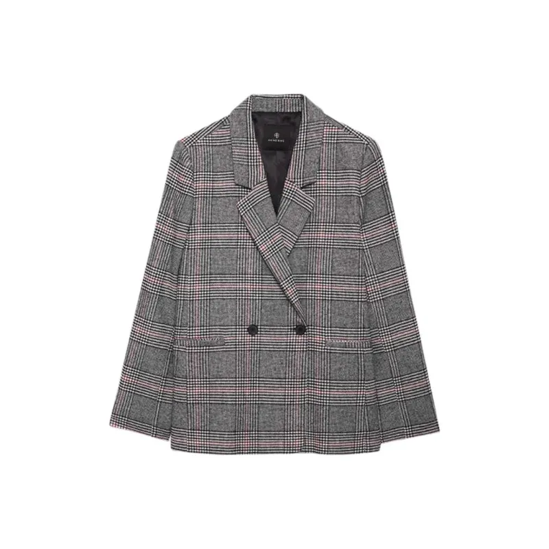 Anine Bing Madeleine Plaid Wool Blazer-0