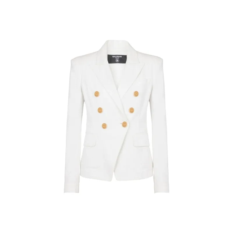 BALMAIN 6 Button Double breasted Denim Blazer-0