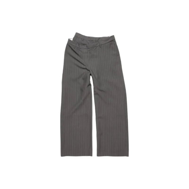 Acne Studios Deconstructed Pinstripe Trousers 'Grey Melange'-0