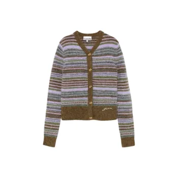 GANNI Striped Knit Cardigan