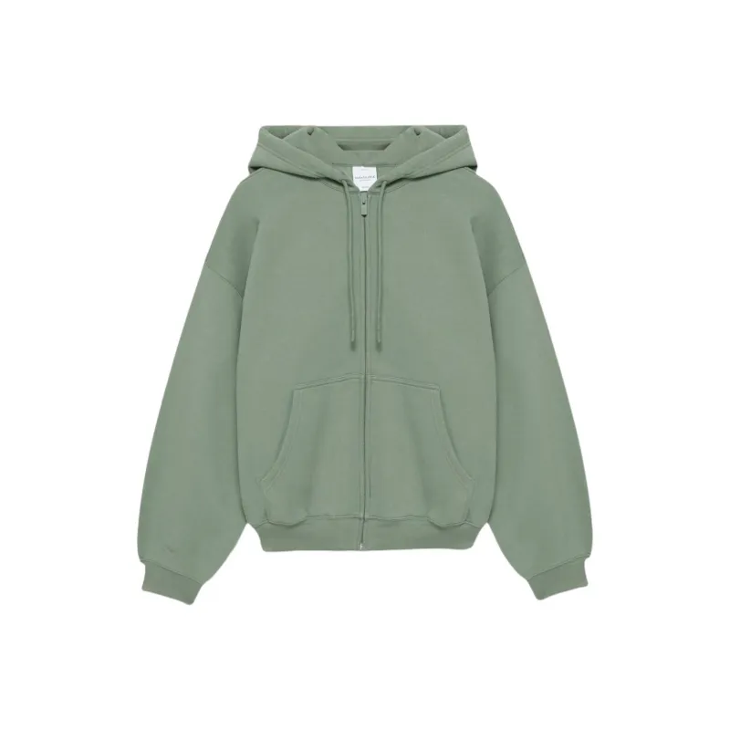 ARITZIA Sweatfleece Cozy Fleece Mega Drop Shoulder Zip Hoodie Sweatshirt Women's Smoky Sage-0