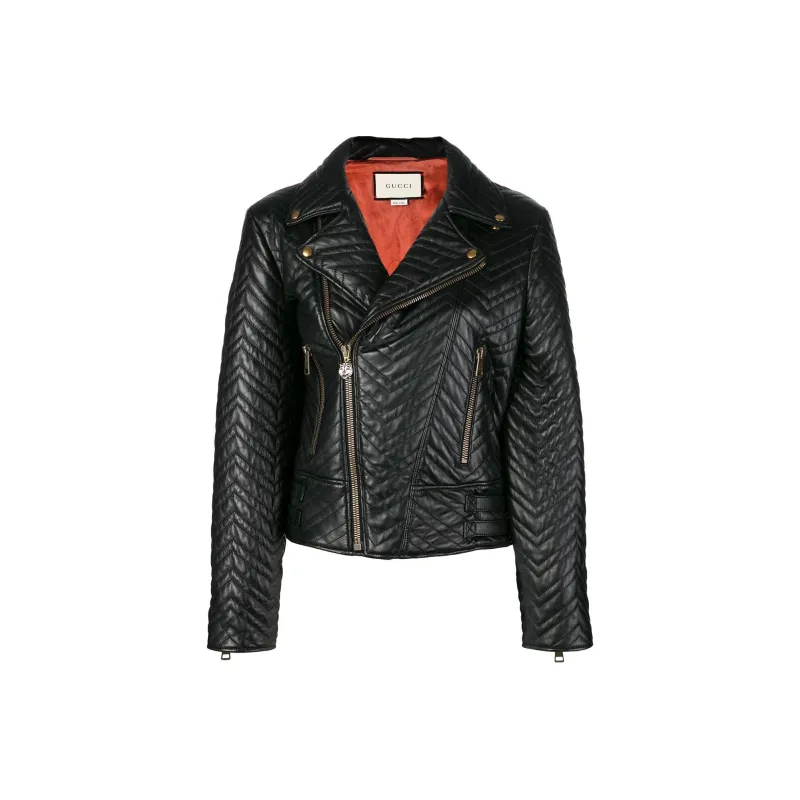 GUCCI SS22 Leather Jacket Women's Black-0