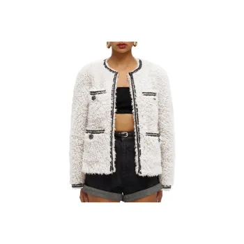 Self-portrait Velvet-feel Coat Women's Pure White