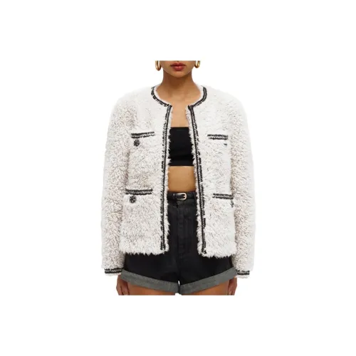 Self portrait Velvet feel Coat Women's Pure White