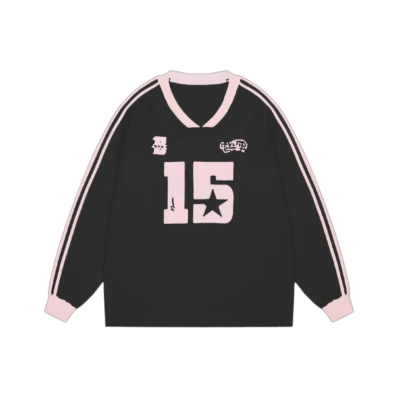 PAZZO Sporty Style V Neck Webbing Sweatshirt Women's-8