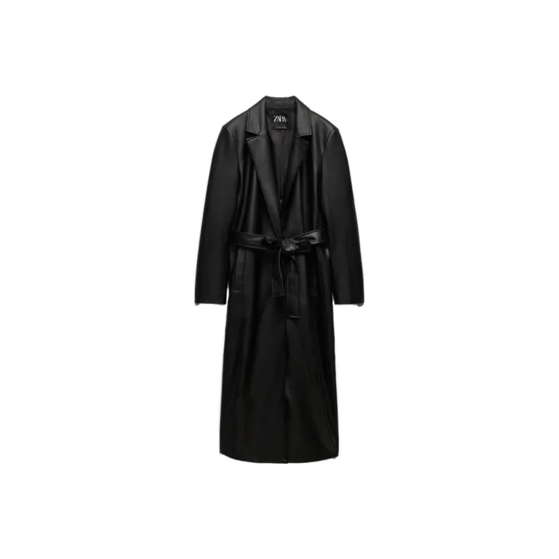 ZARA Trench Coats Women's Black-0