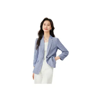 VIMLY Business Suit Women's Blue White Stripes