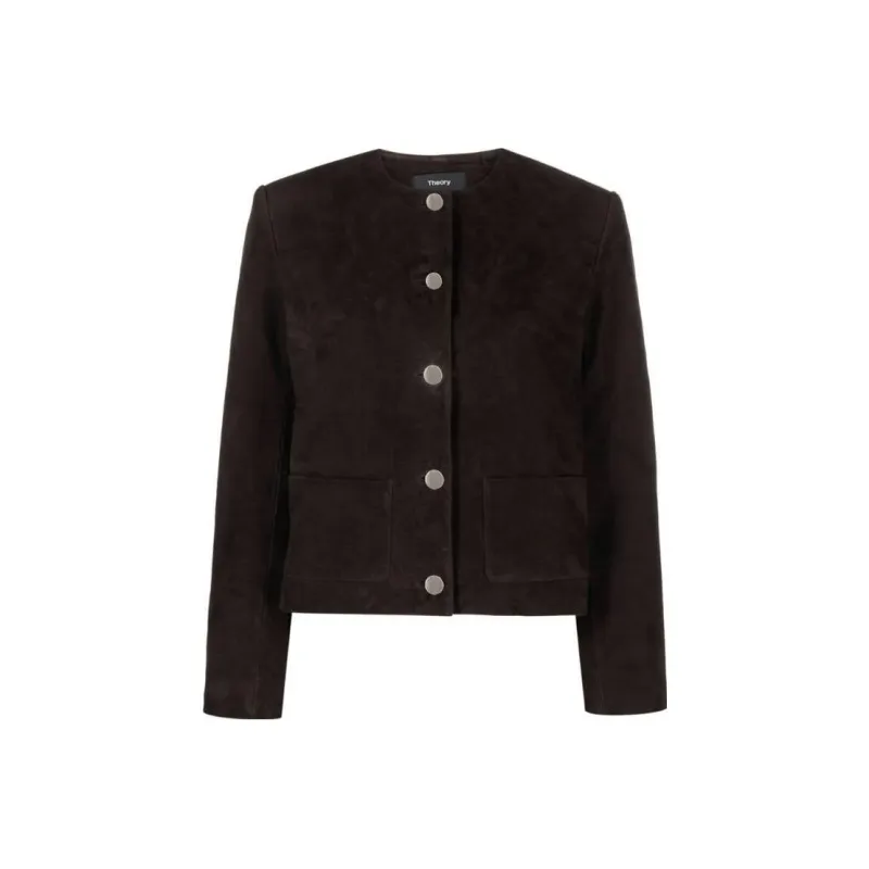 THEORY Leather Jackets Women's Dark Brown-0