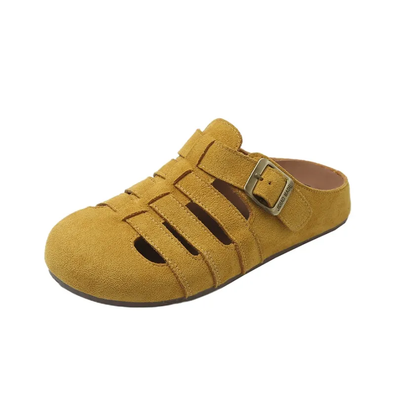 Luji Leather Patchwork Cut Out Closed Toe Slippers Women's-5