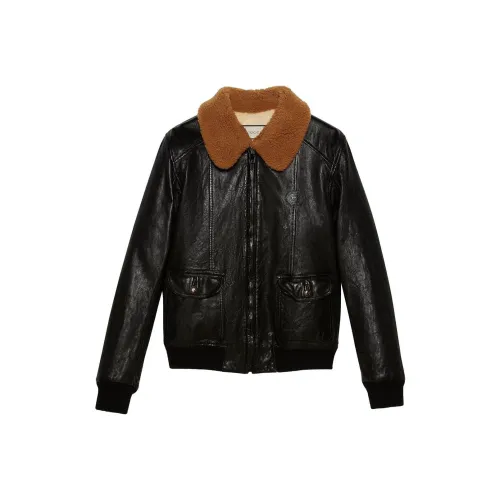 GUCCI Leather Jackets Women's Black