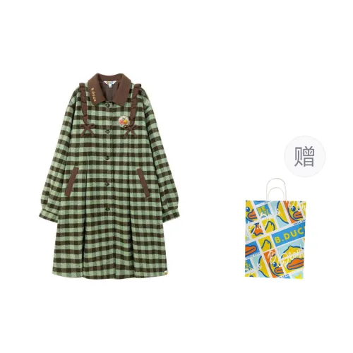 B.Duck Coat Women's Coffee Plaid