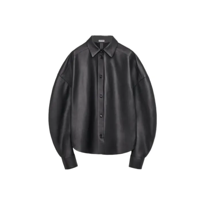 LOEWE SS24 Leather Jacket Women's Black-0