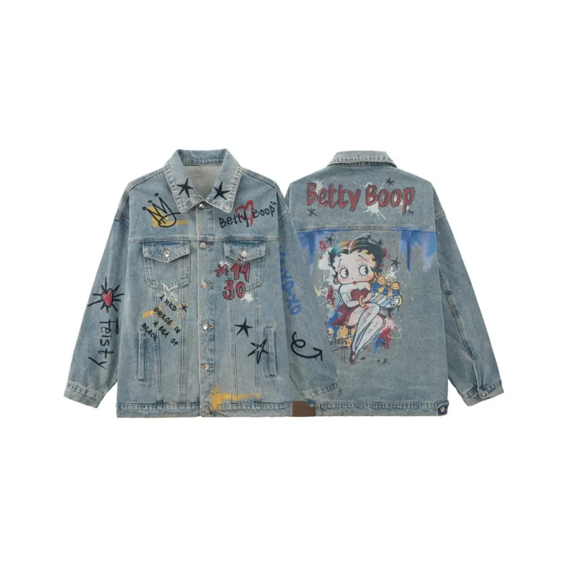 Unifree X Betty Boop Co brand Denim Jackets Women's Blue-0