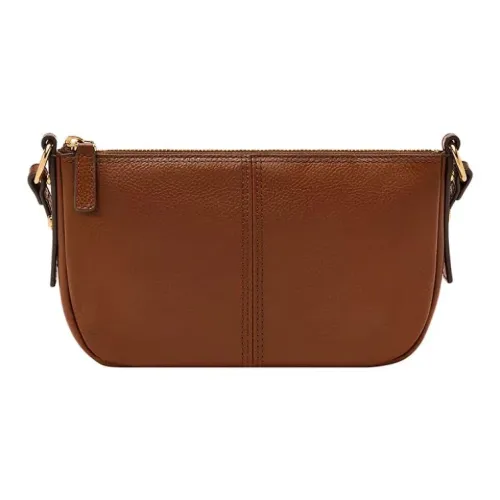 FOSSIL Leather Shoulder Bag Small Size Women's Brown